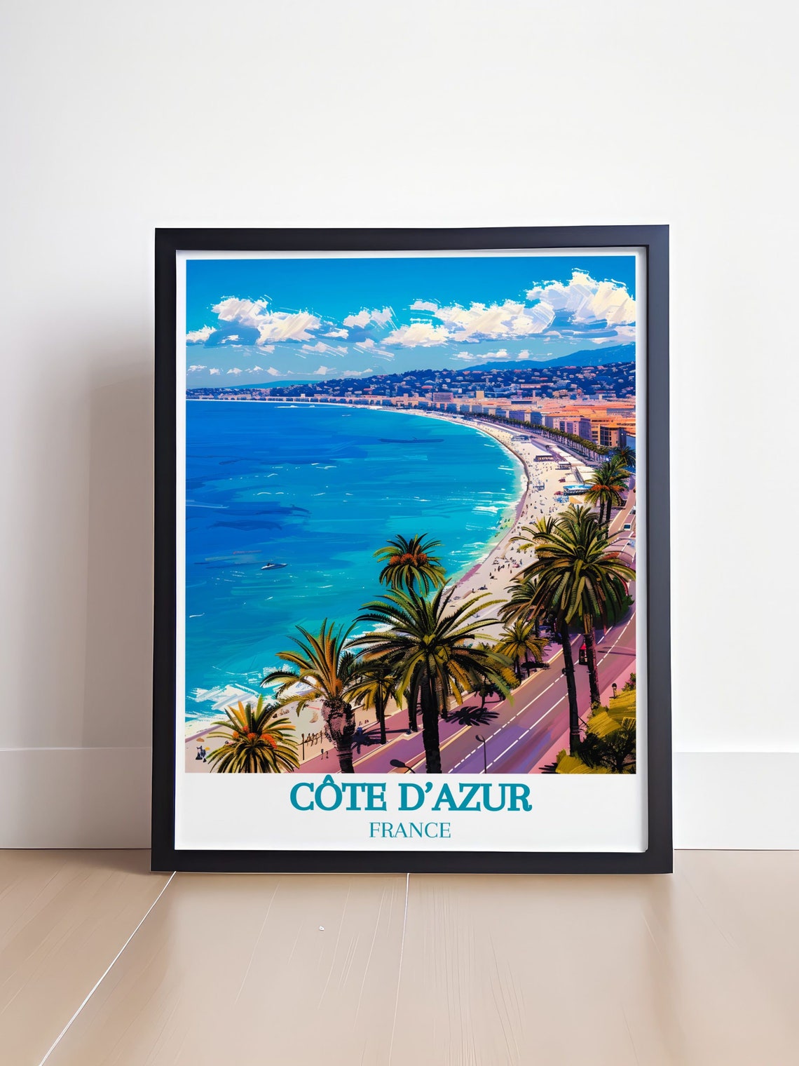 Cote d'Azur Nice Promenade Beach Palms Blue Sea Travel Poster - Image 4
