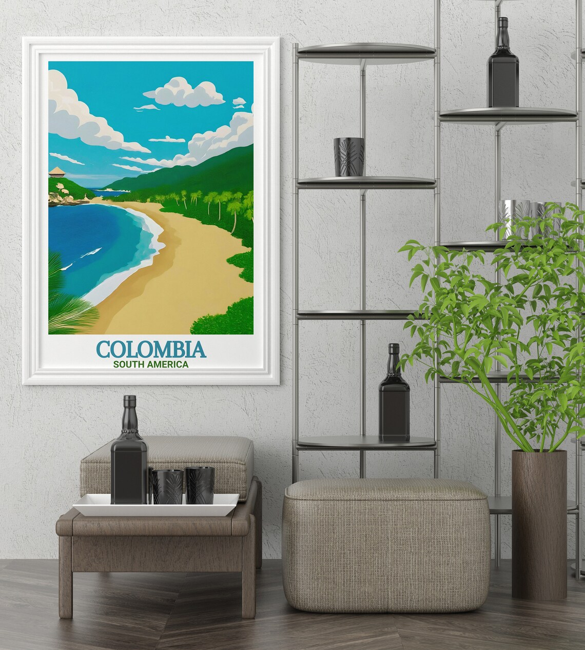 Colombia Tayrona Tropical Beach Palm Coast Scenic Travel Poster - Image 3