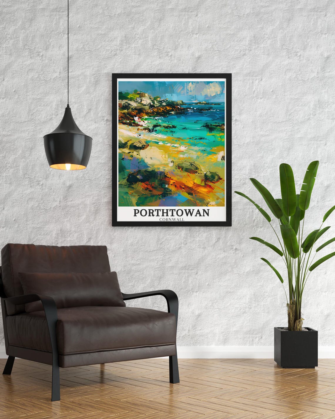 Porthtowan Cornwall Rocky Coast Turquoise Sea Art Travel Poster - Image 2