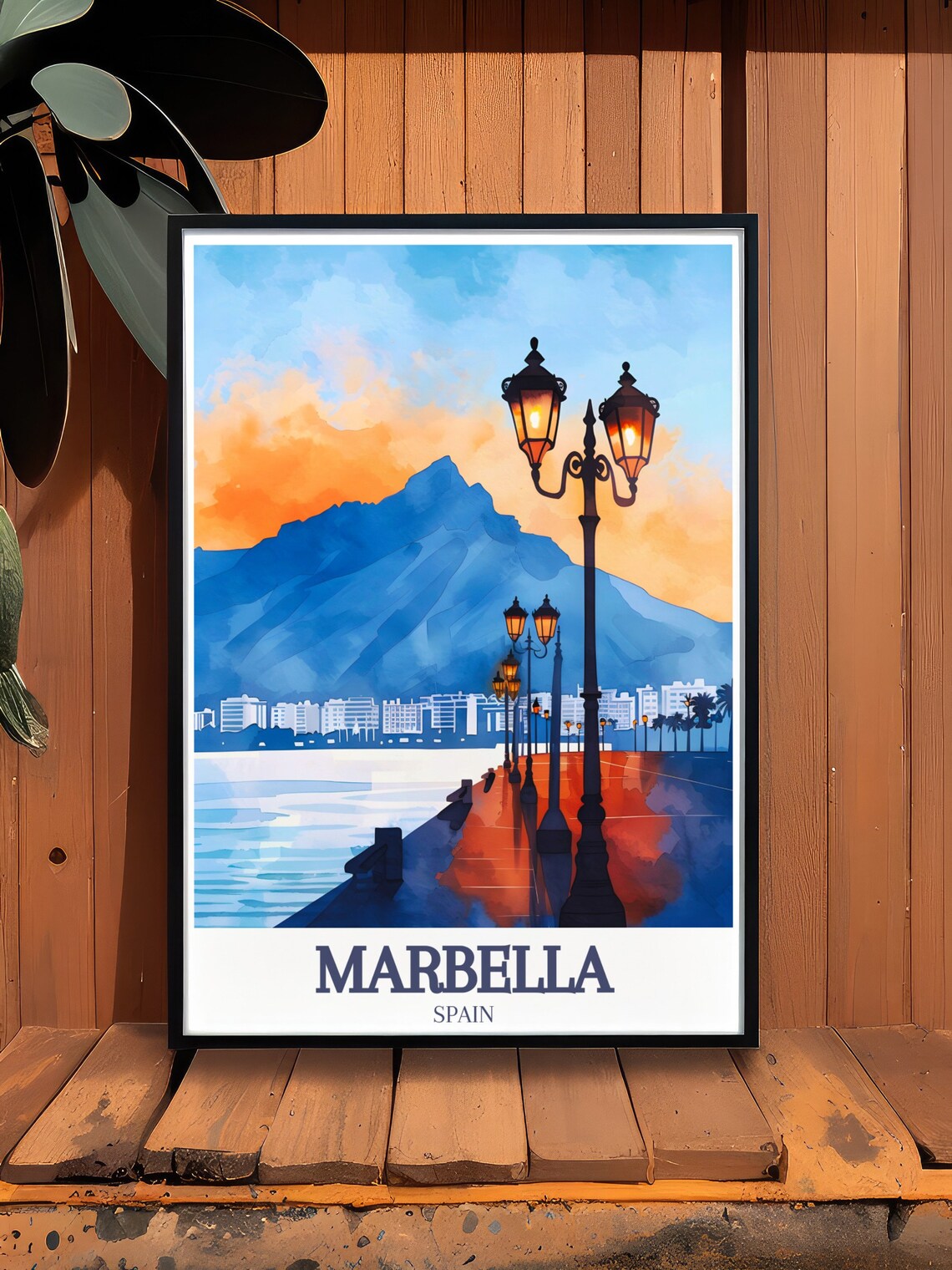 Marbella Promenade At Sunset La Concha Mountain Spain Travel Poster - Image 2
