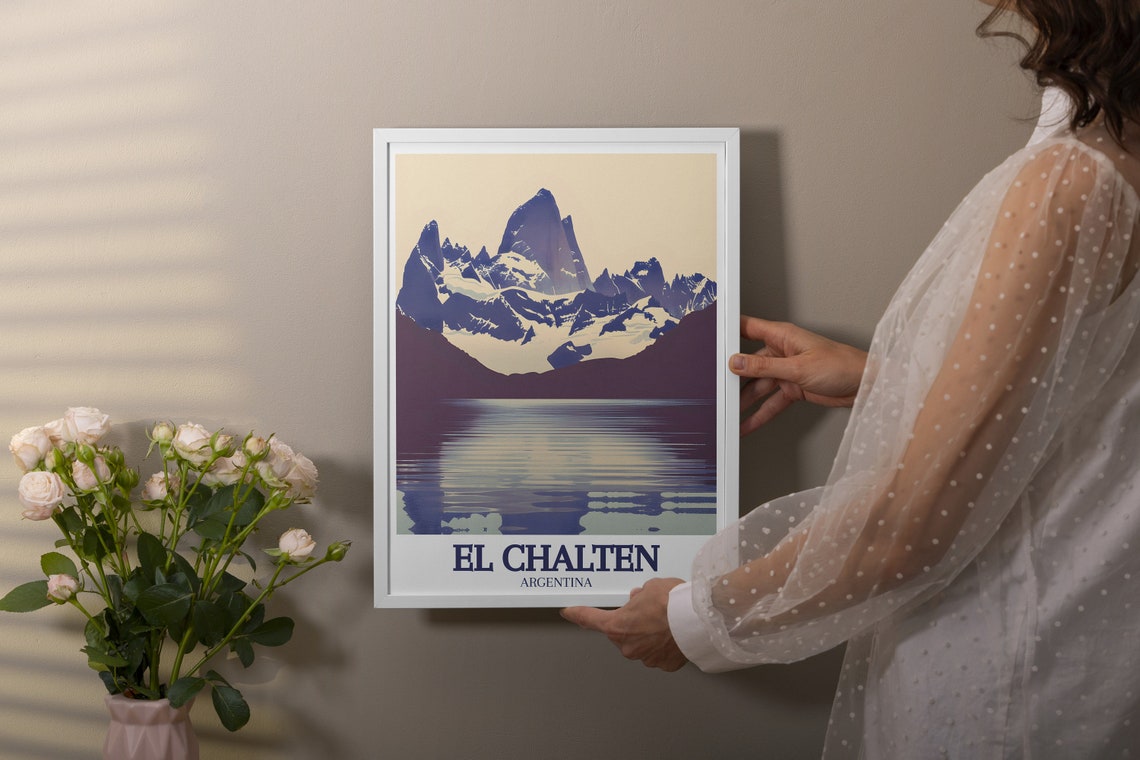 El Chalten Travel Print Mount Fitz Roy Laguna De Los Tres Poster Argentina Print Of Mount Fitz Roy Laguna De Los Tres In El Chaltn - Image 2
