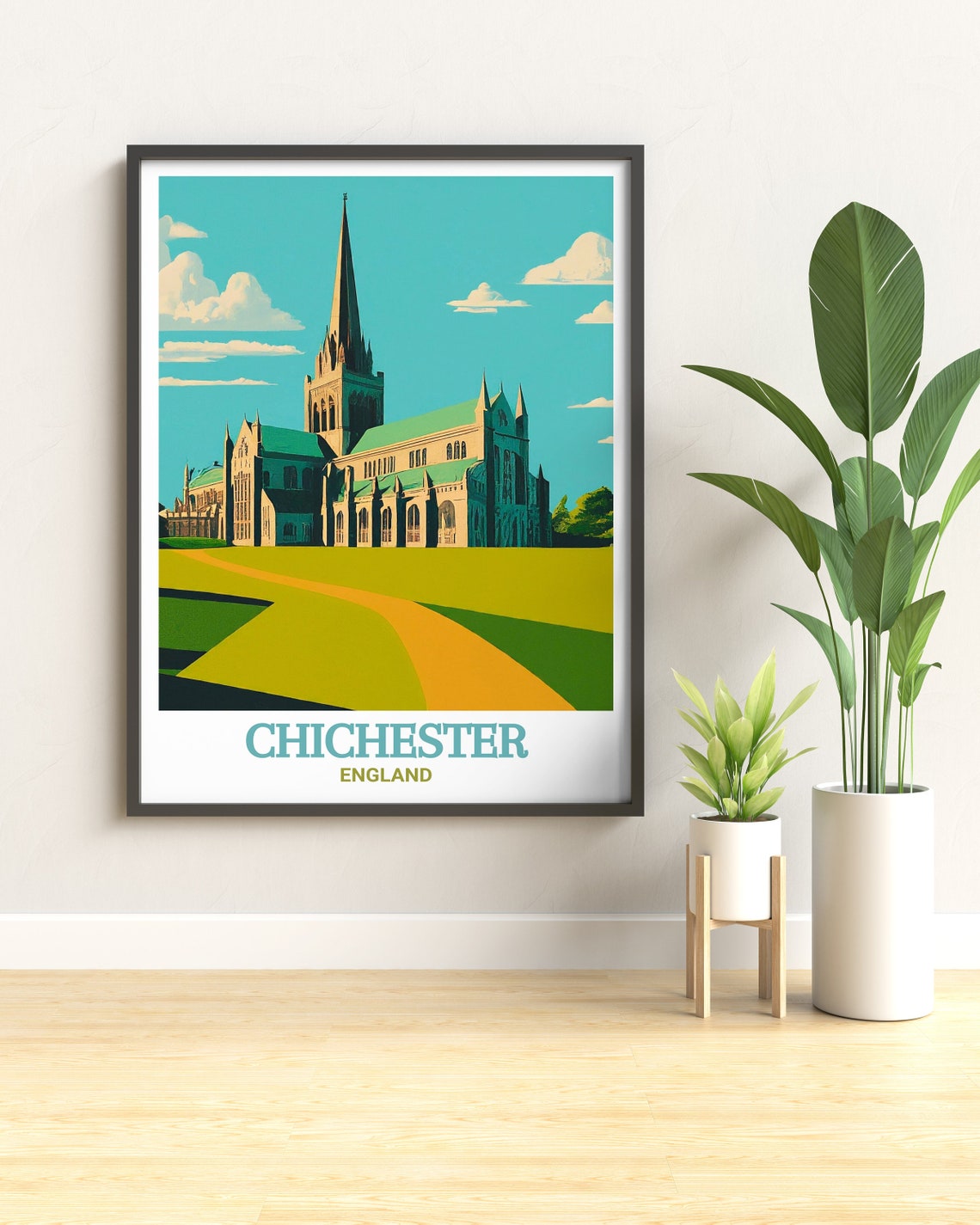 Chichester England Cathedral Spire Green Lawn Classic Poster - Image 2