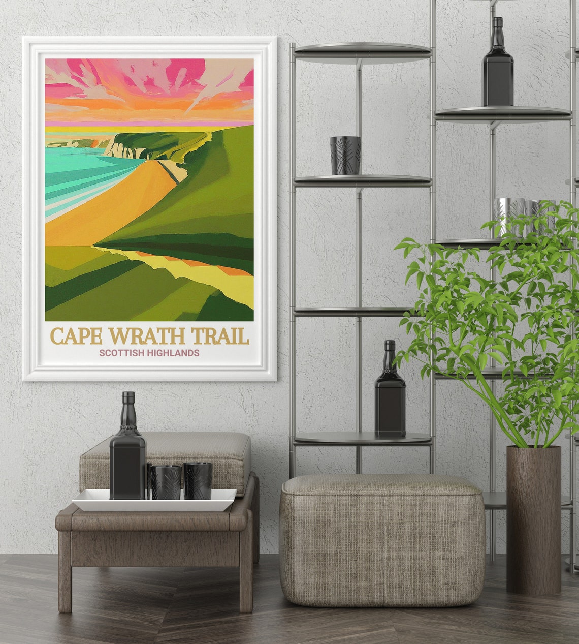 Cape Wrath Trail Sandwood Bay Cliffs in Warm Sunset Glow Poster - Image 3
