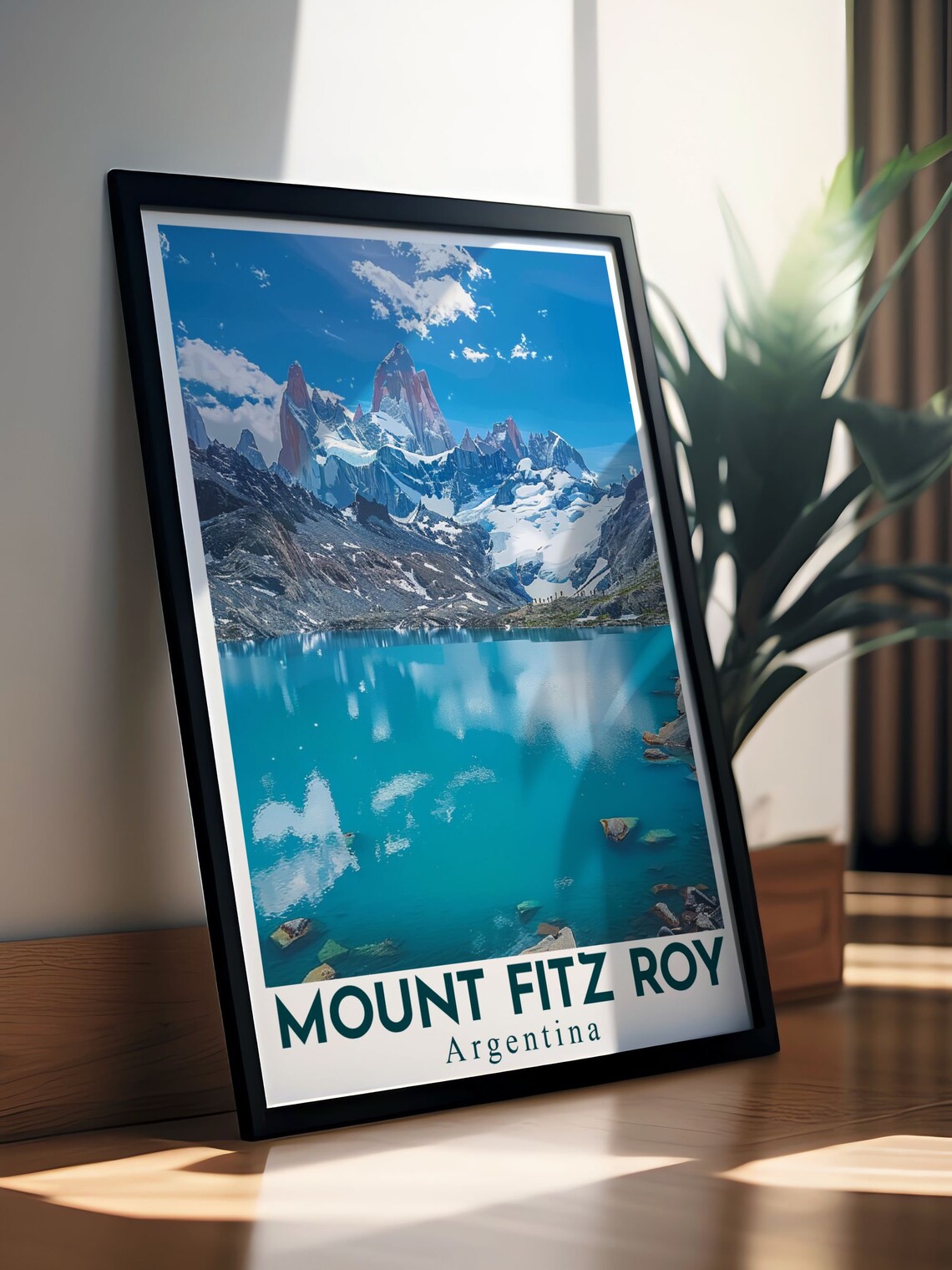 Mount Fitz Roy Turquoise Lake Below Peak Patagonia Argentina Travel Poster - Image 3