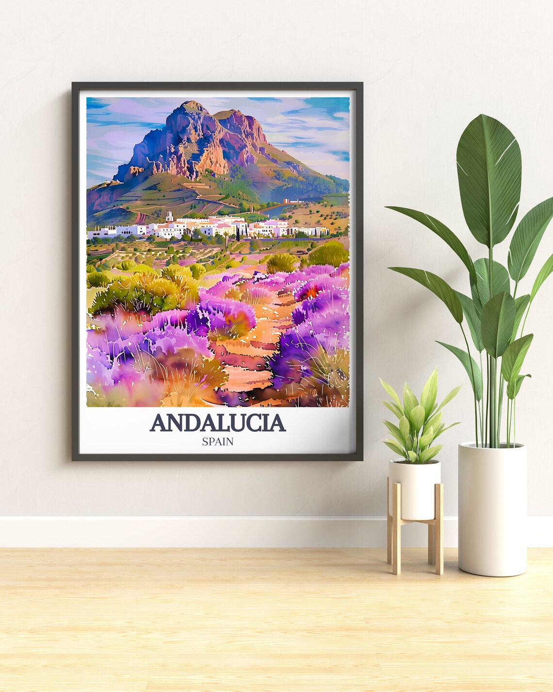 Andalucia Spain Mountain Village and Lavender Field Travel Poster - Image 3