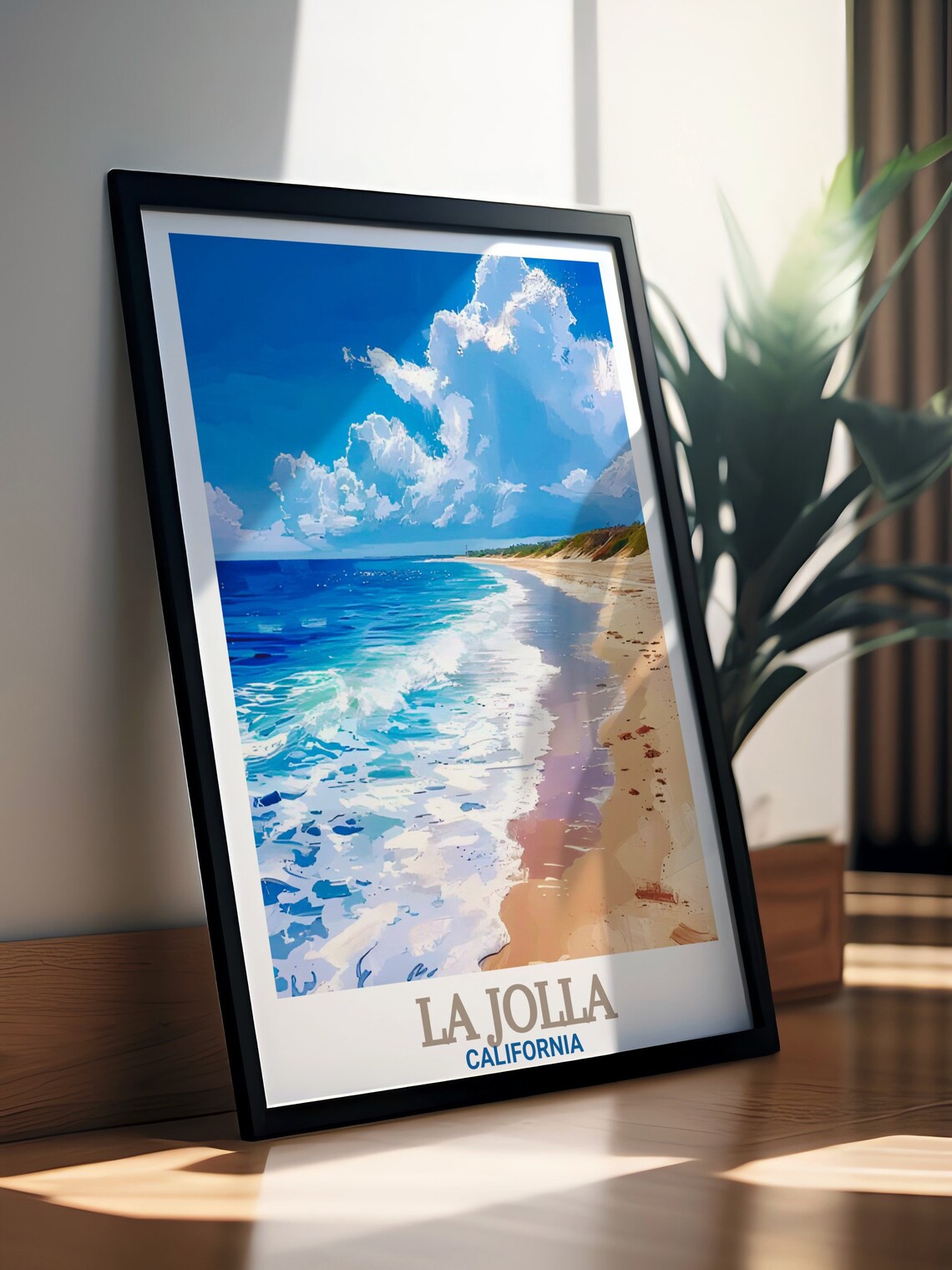 La Jolla Shores Beach Foamy Waves And Sandy Coastline View Poster - Image 2