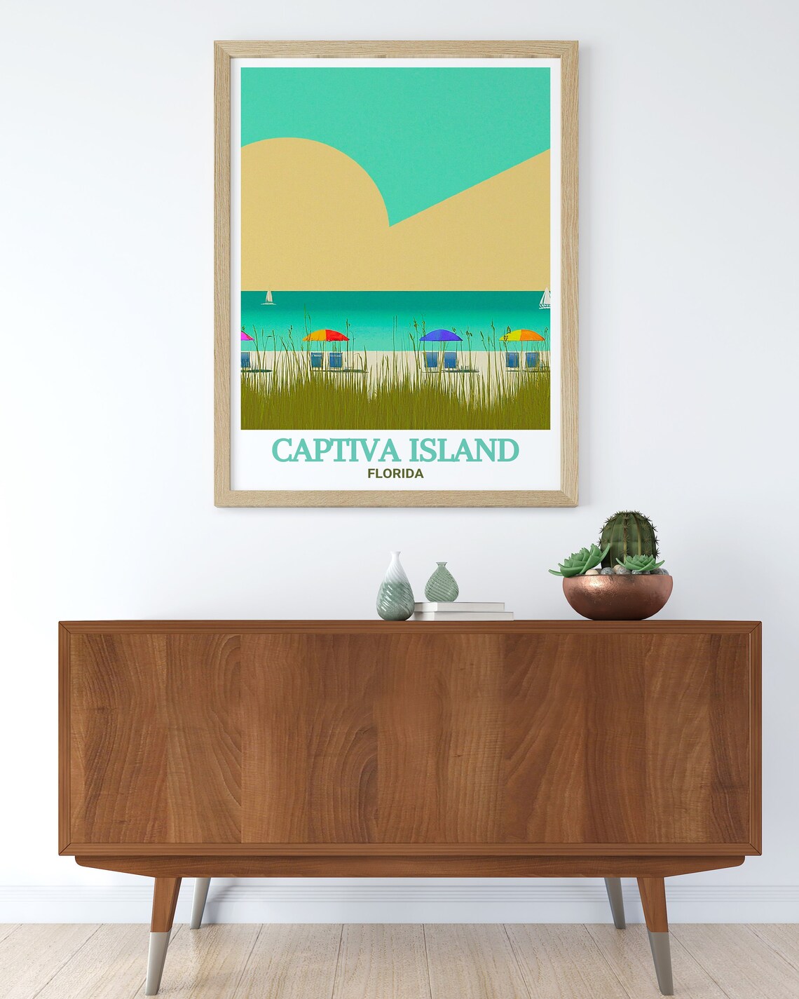 Captiva Island Florida Beach Umbrellas Minimalist Art Poster - Image 3