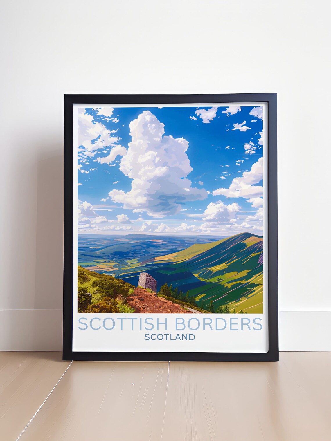 Scottish Borders Scotland Eildon Hills Summit Panorama Vista Poster - Image 4