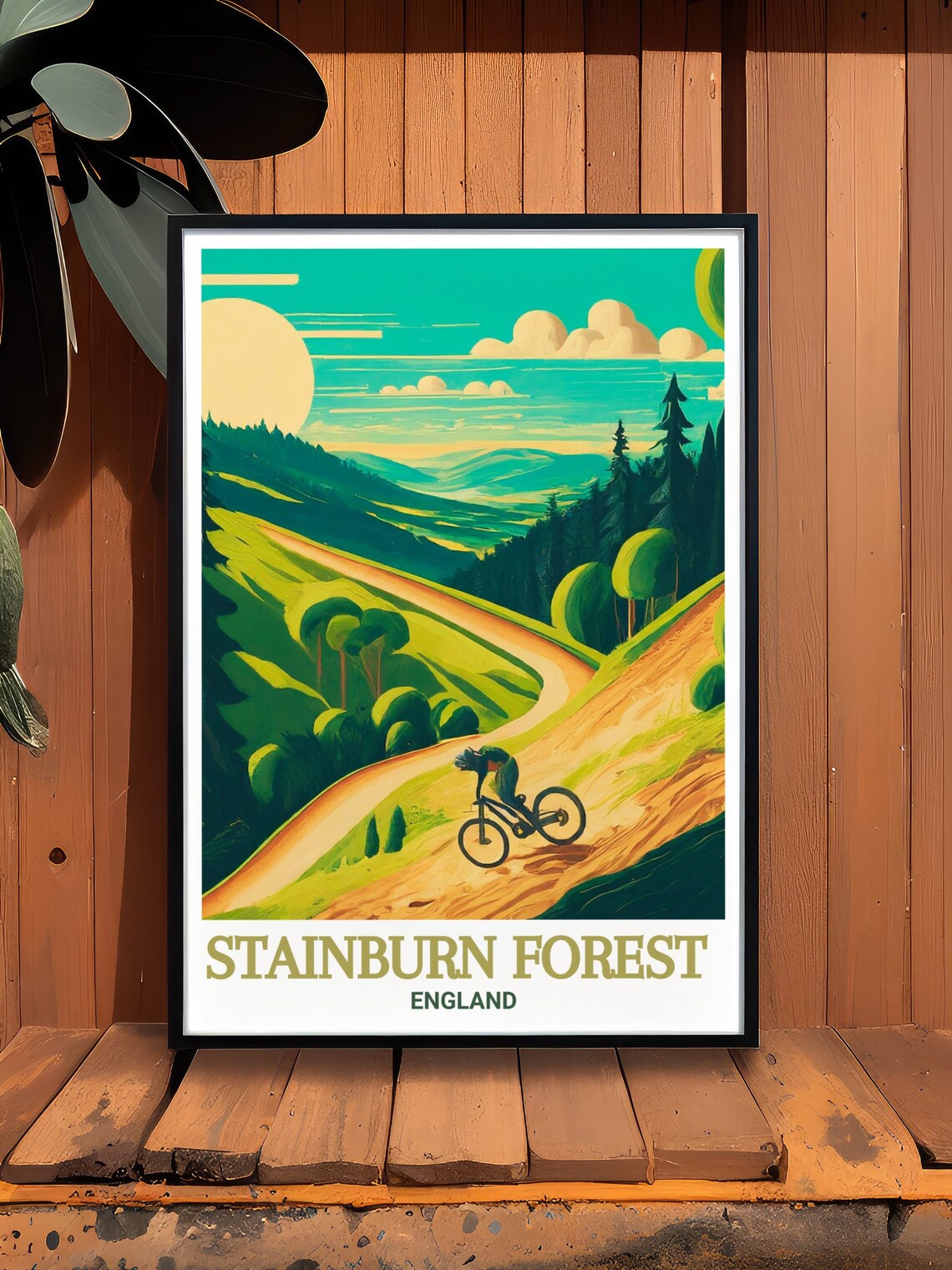 Stainburn Forest Mountain Bike Trail Rider Sunset Hills Poster - Image 2