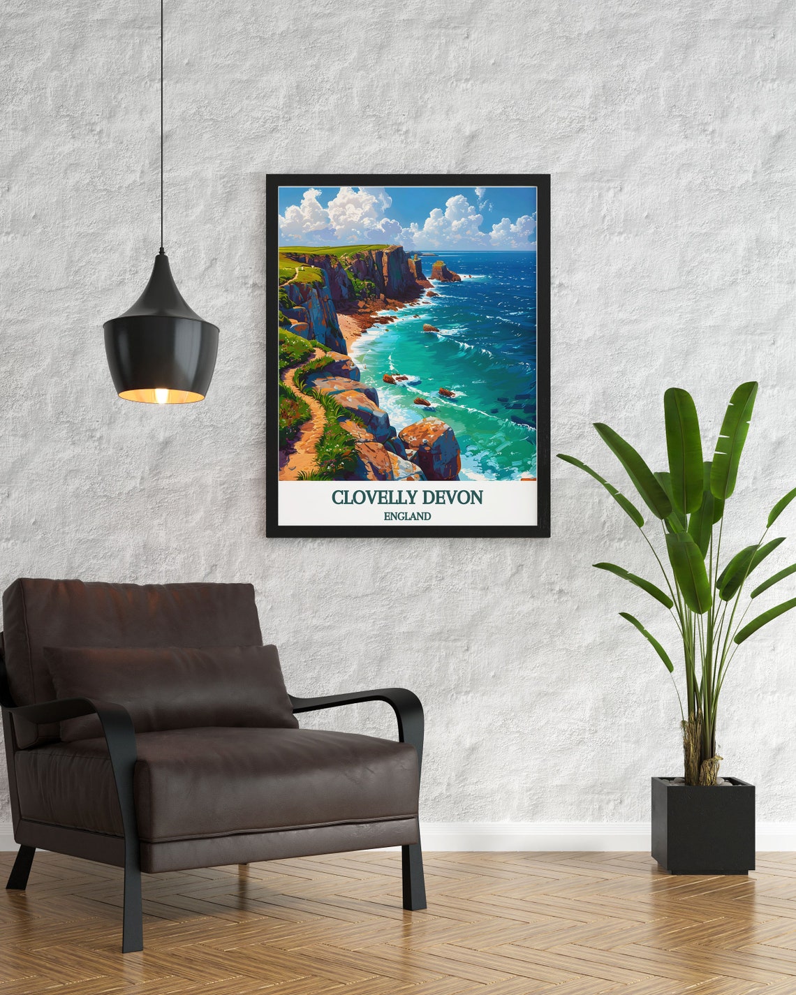 Clovelly Devon England South West Coast Path Rocky Cliffs Ocean Poster - Image 2