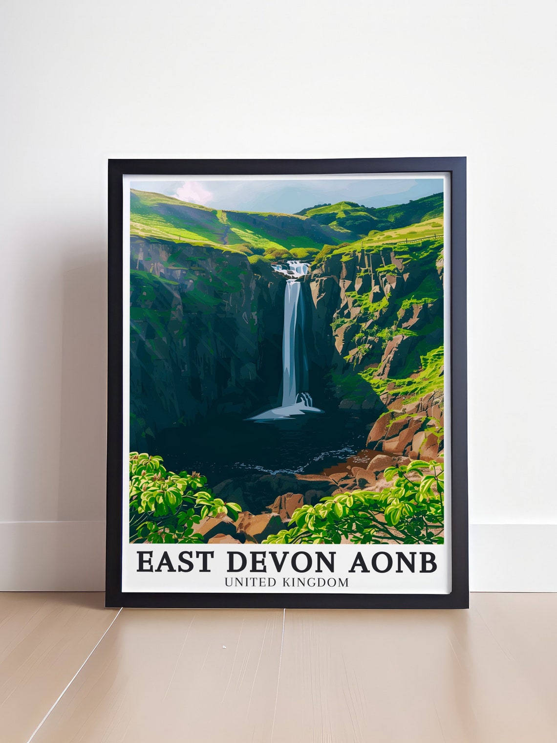 East Devon Aonb Print Spekes Mill Mouth Waterfall Print Beautiful Spekes Mill Mouth Waterfall Decor East Devon Aonb Poster - Image 4