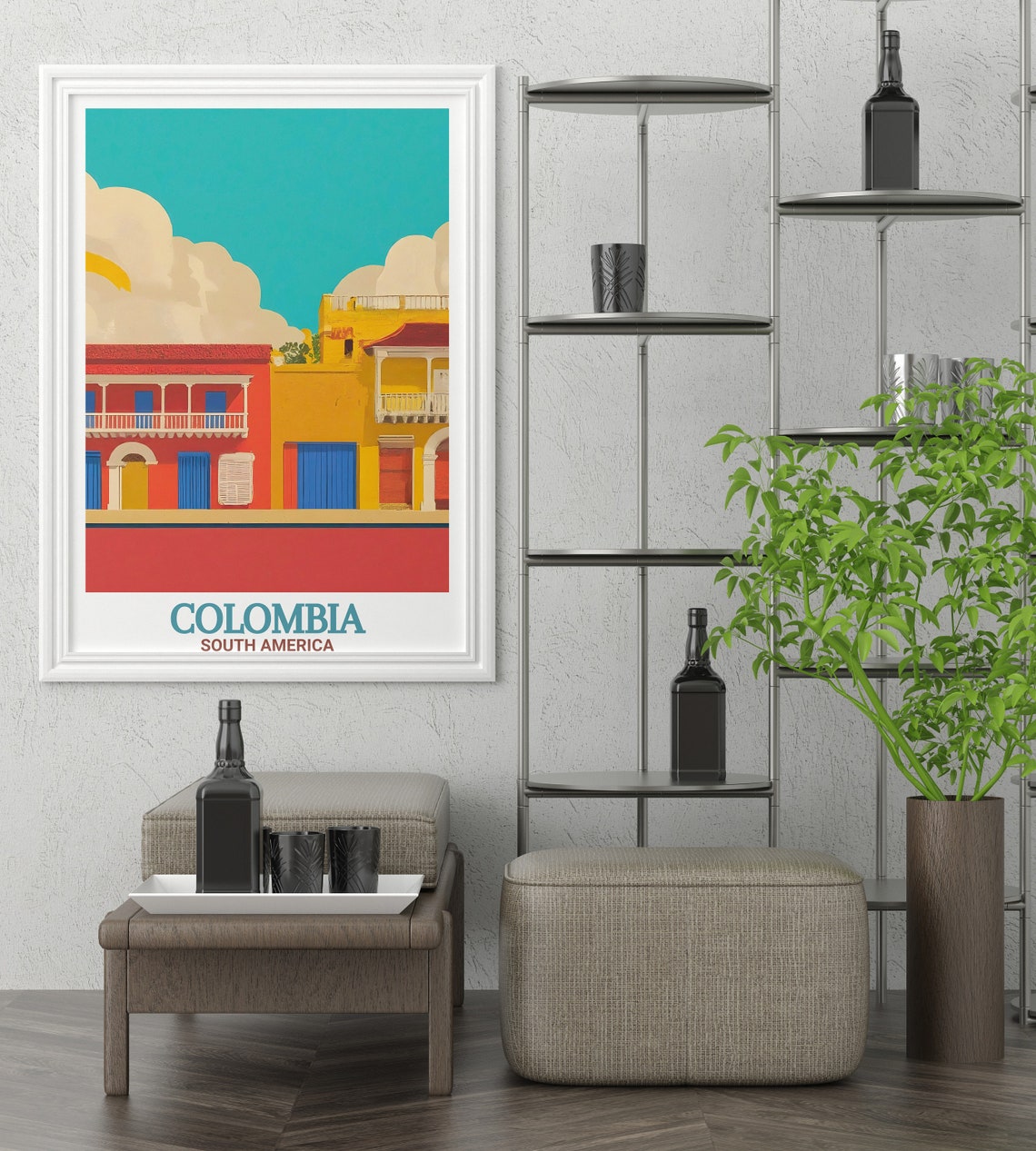 Colombia Travel Poster Cartagenas Walled City Colombia Art And Travel Posters Cartagenas Walled City Travel Prints For Home Decor - Image 3