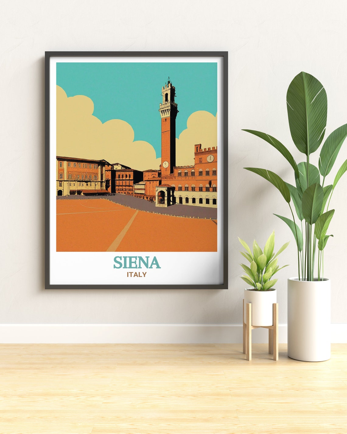 Siena Italy Piazza Del Campo Torre Mangia Retro Travel Print - Image 3