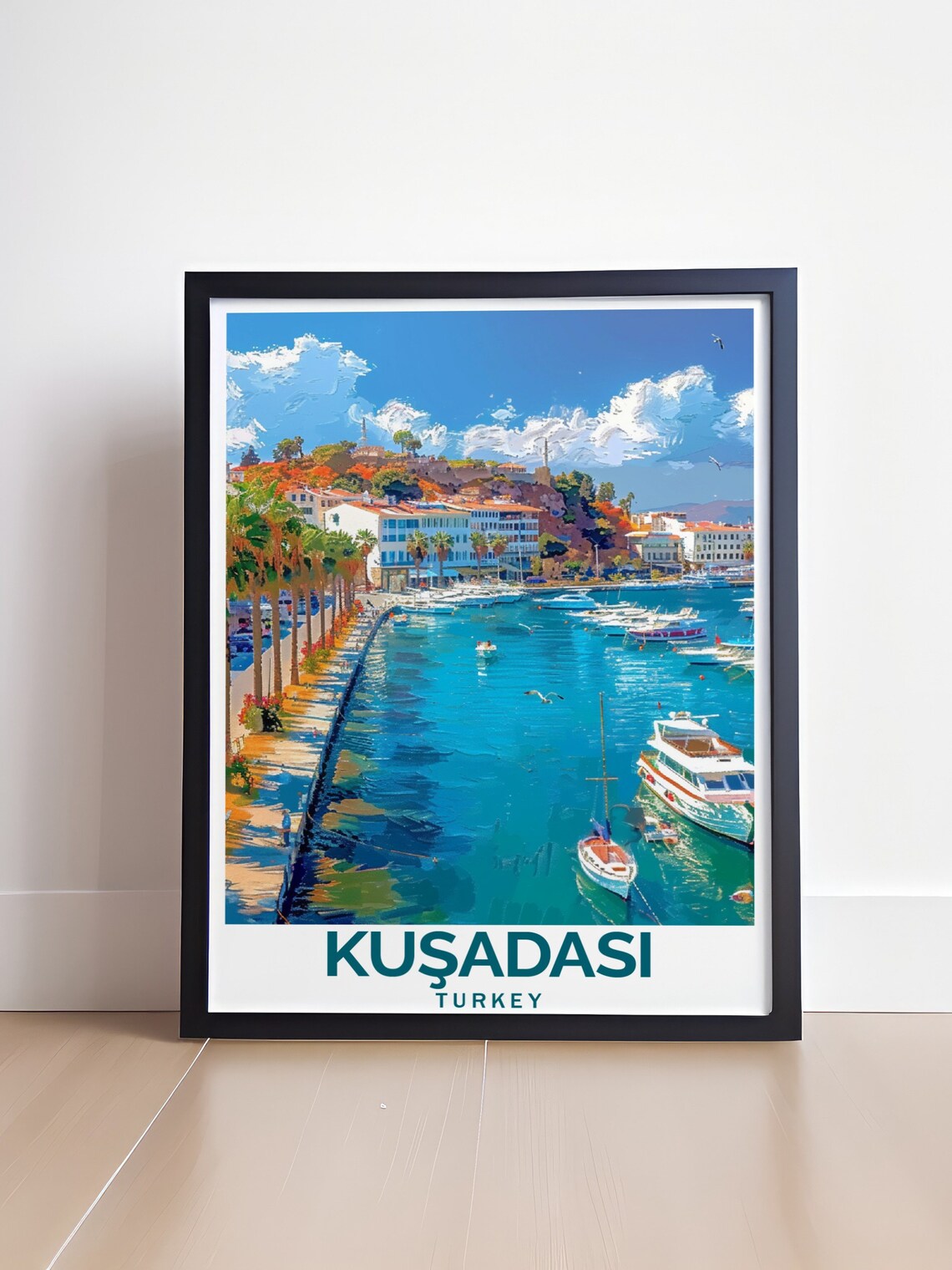 Kusadasi Art Kuadas Decor And Turkey Art Work Kusadasi Marina Travel Poster Kusadasi Marina Poster Kuadas Print - Image 4