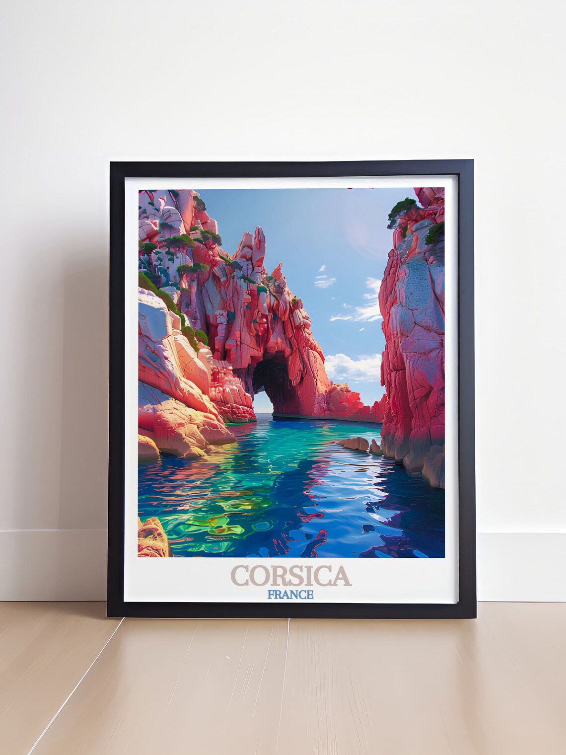 Corsica France Red Granite Arch Over Turquoise Sea Water Poster - Image 4