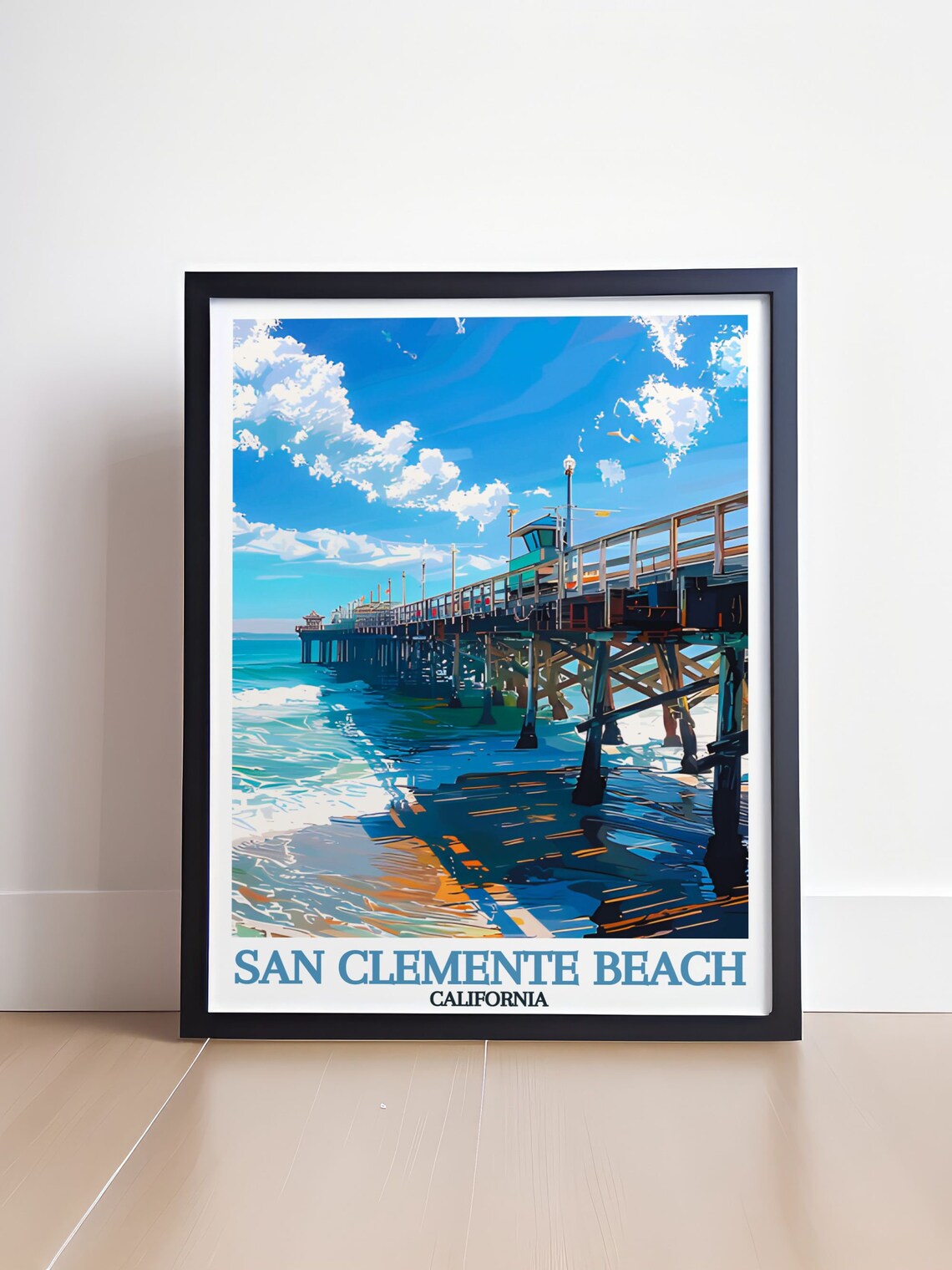 San Clemente Pier Travel Poster, Coastal Decor - Image 4