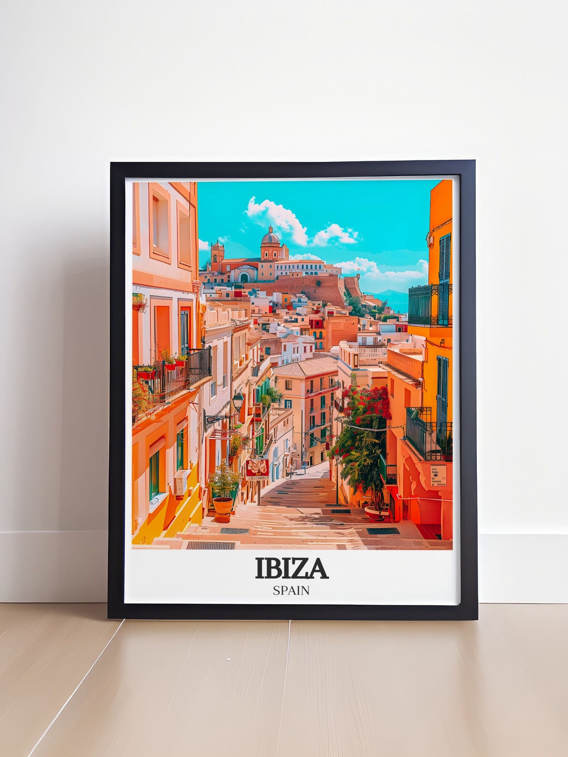 Ibiza Dalt Vila Old Town Cobbled Street Up to Cathedral Poster - Image 4