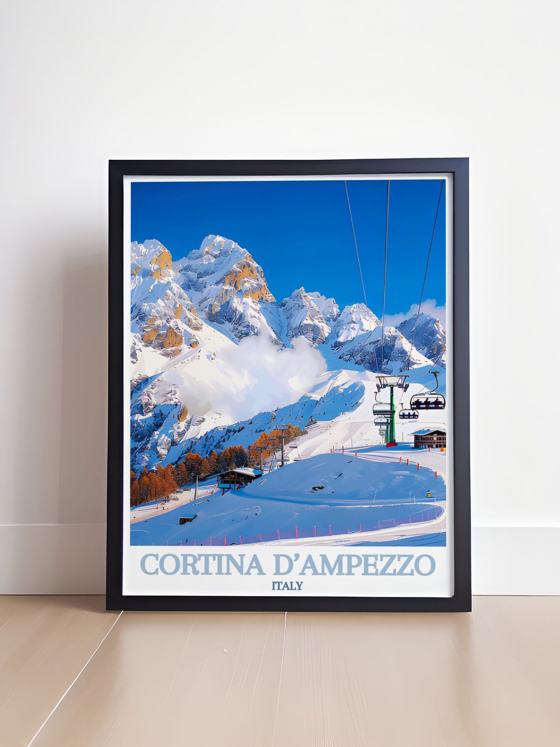 Cortina dAmpezzo Italy Ski Resort Alpine Peaks Travel Poster - Image 4