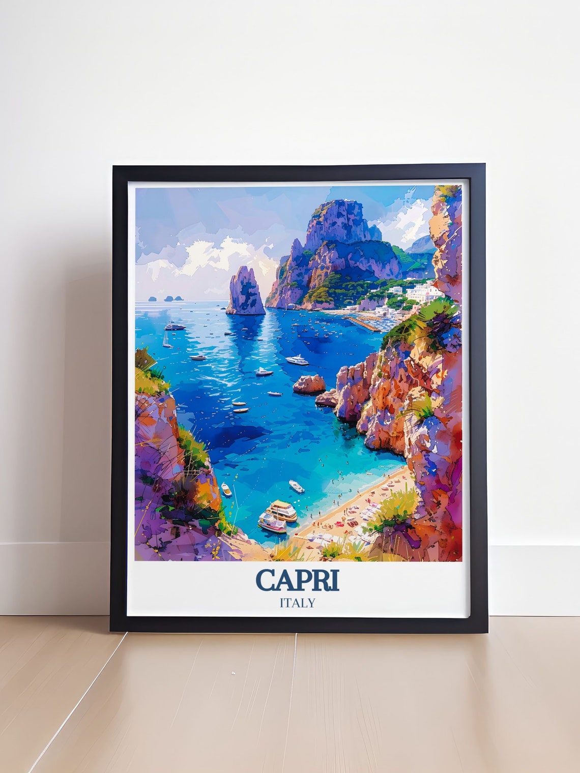 Capri Faraglioni Rocks Turquoise Coastline Italy Travel Poster - Image 4