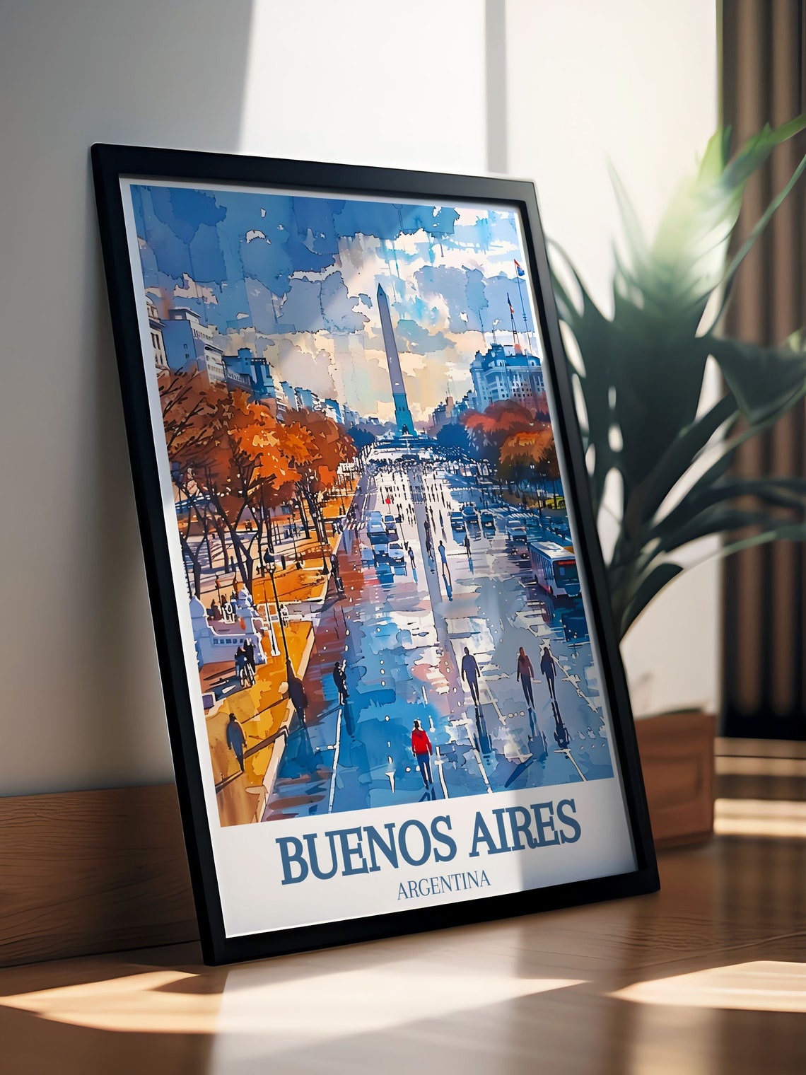 Buenos Aires Obelisk Avenida 9 De Julio Autumn Rain City Poster - Image 3