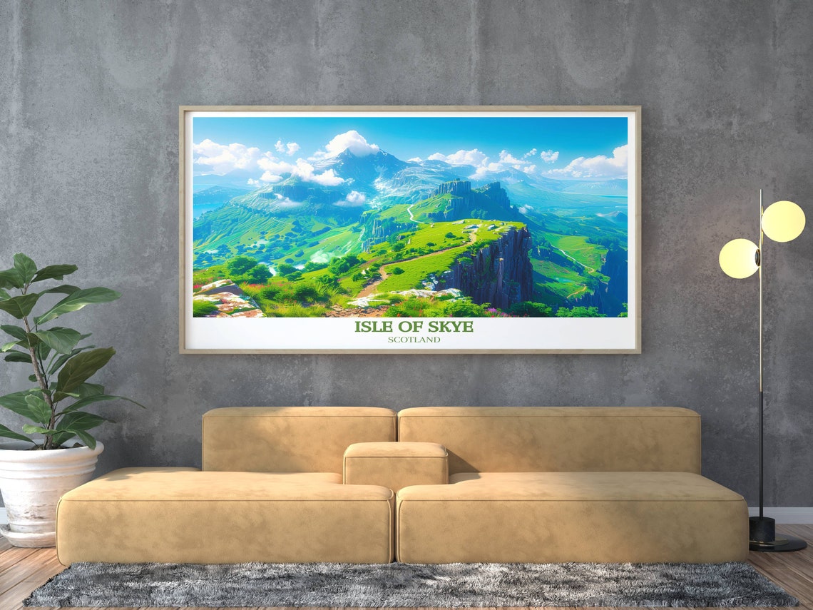 Isle of Skye Scotland Quiraing Cliffs Mountain Green Valleys Poster - Image 3