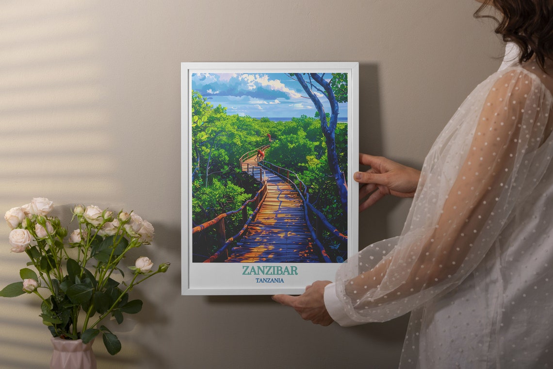 Zanzibar Jozani Forest Boardwalk Red Colobus Monkeys Travel Poster - Image 3