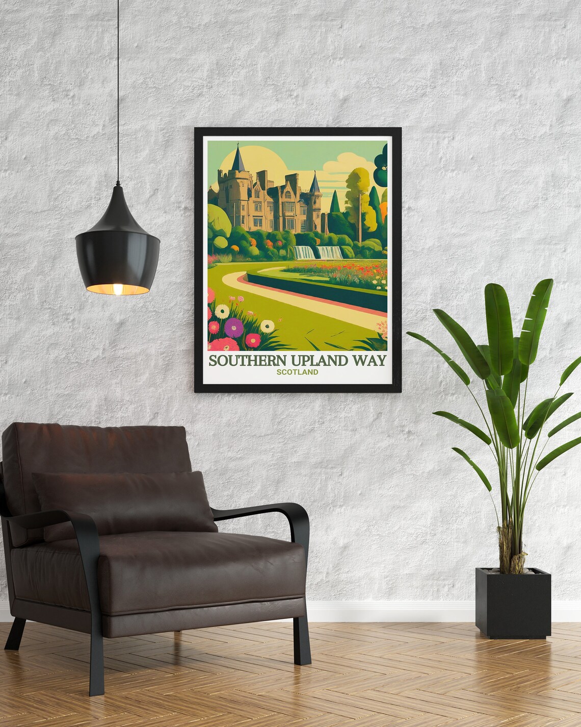 Southern Upland Way Scotland Blossoming Castle Gardens Lake Poster - Image 2