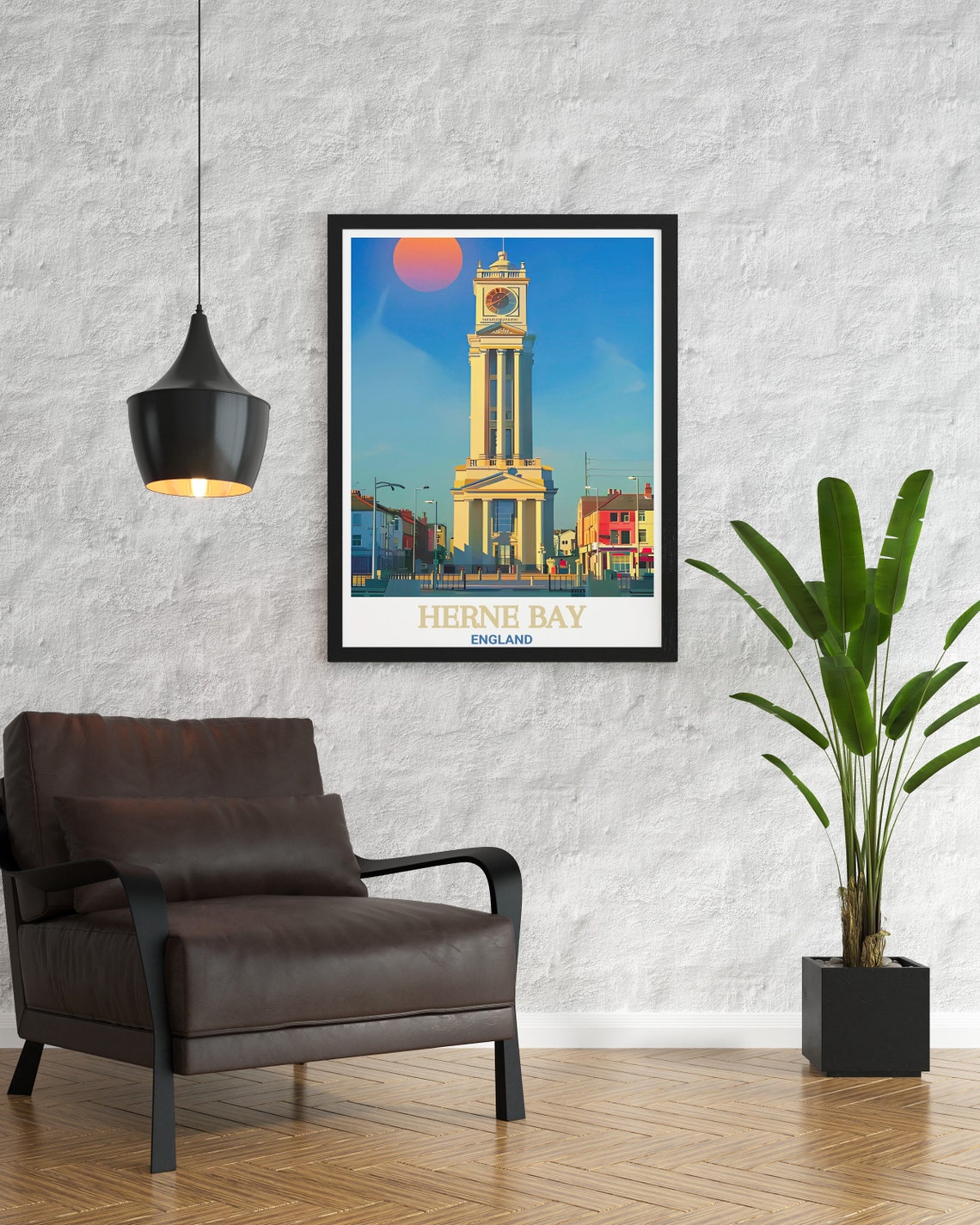 Herne Bay England Clock Tower Seafront Daytime Street View Poster - Image 2