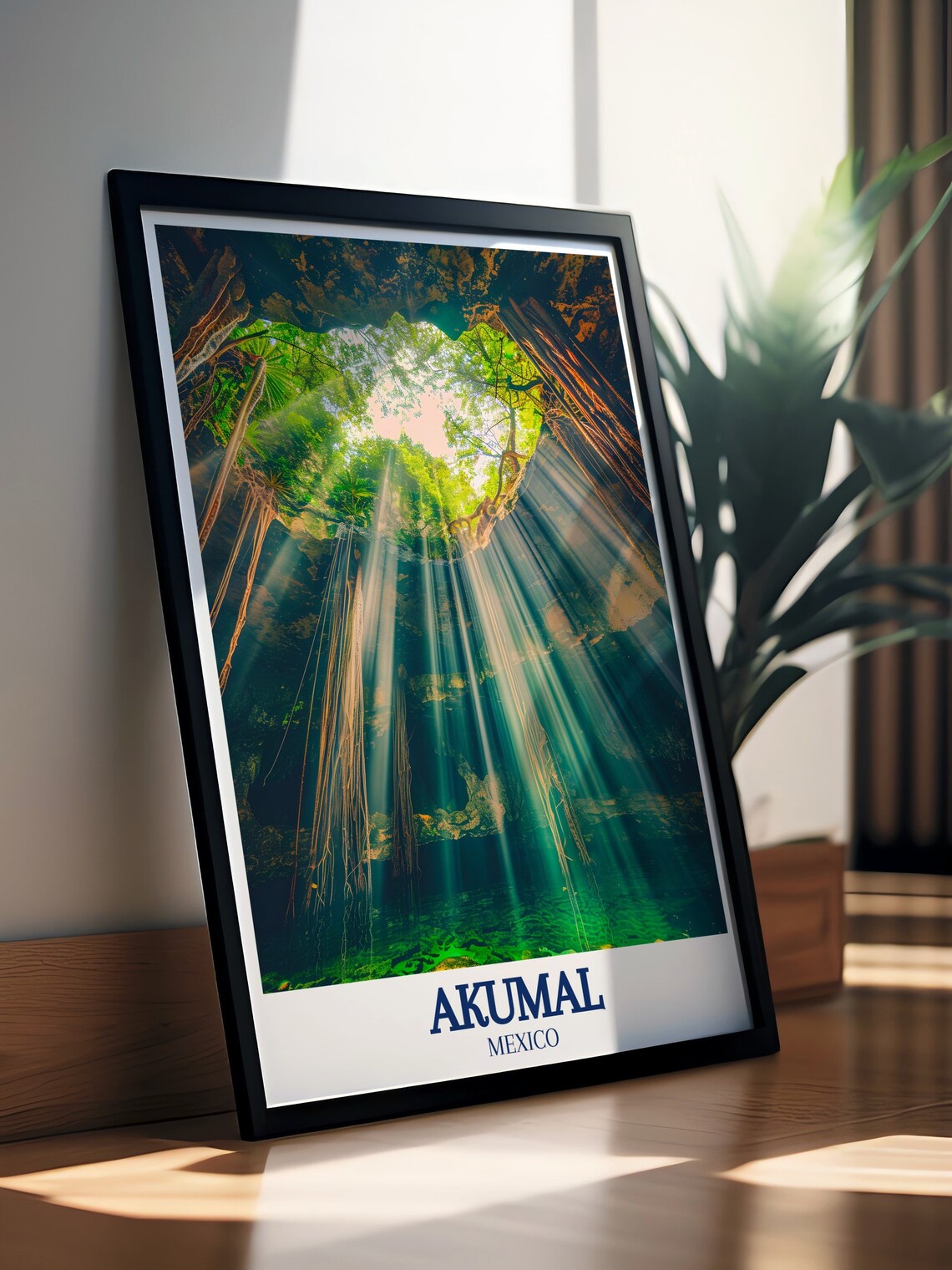 Akumal Cenote Laguna Yal Ku Light Rays Cave Mexico Travel Poster - Image 2