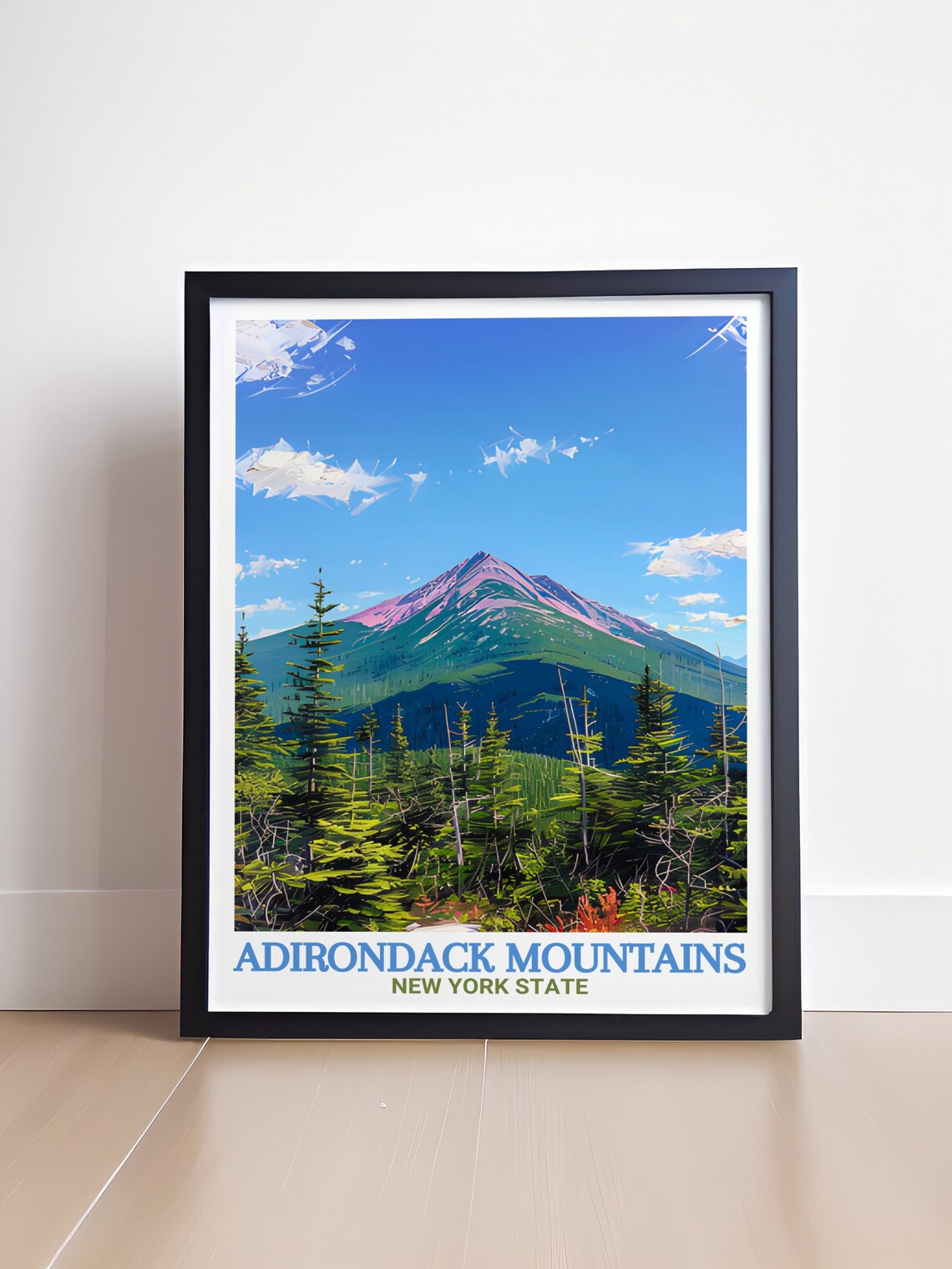 Adirondack Mountains Green Peak Pine Forest Summer Travel Art Poster - Image 4