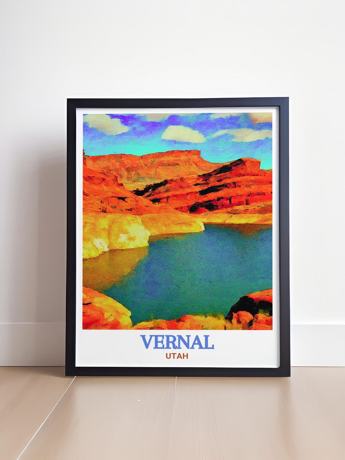 Vernal Utah Red Rock Canyon River Vibrant Landscape Travel Poster - Image 4