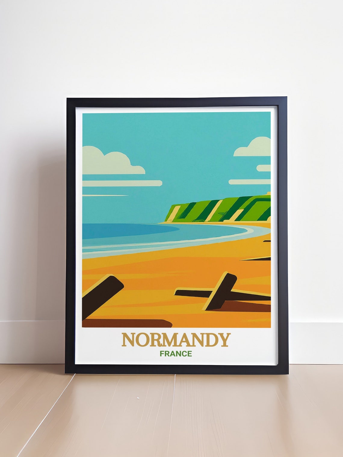 Normandy France Omaha Beach Cliffs History Minimalist Poster - Image 4