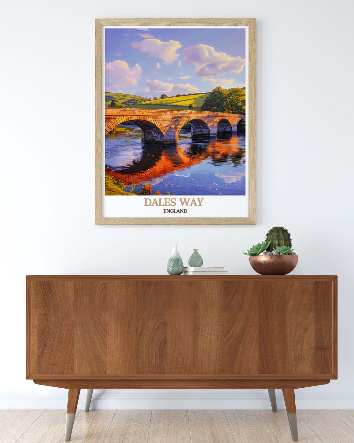 Dales Way England Stone Arch Bridge Sunset River Scene Poster - Image 3