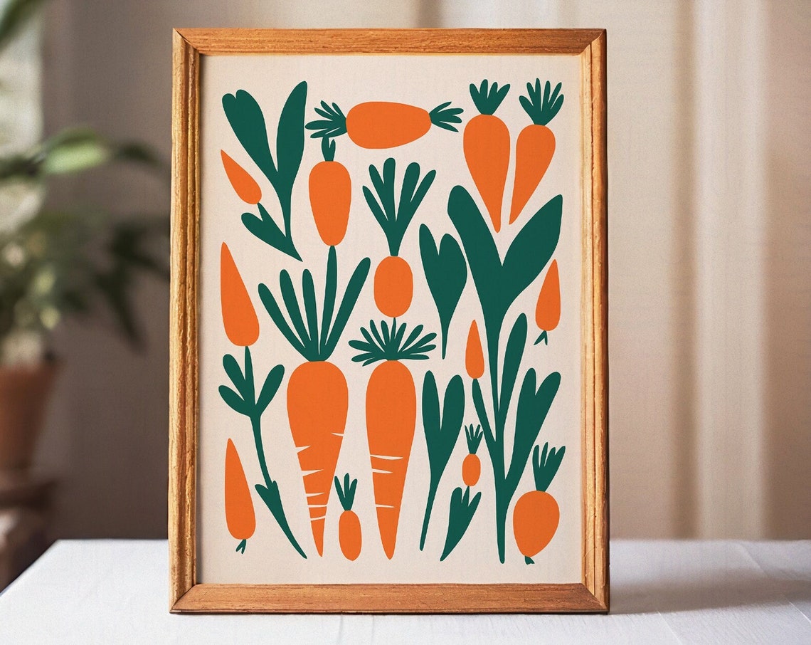 Whimsical Carrots Modern Kitchen Vegetable Decorative Art Poster