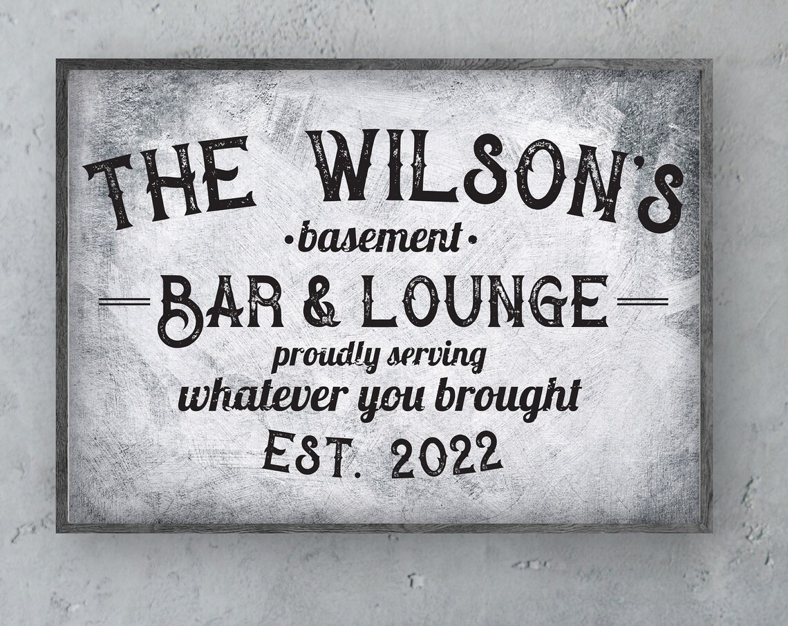 Personalized Bar And Lounge Sign, Industrial Poster Print