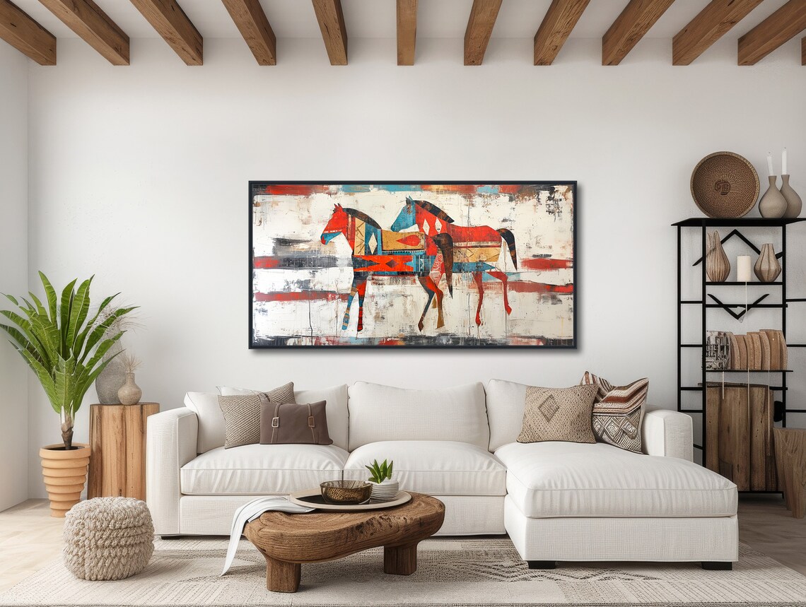 Running Horse Southwestern Art Print, Rustic Western - Image 3