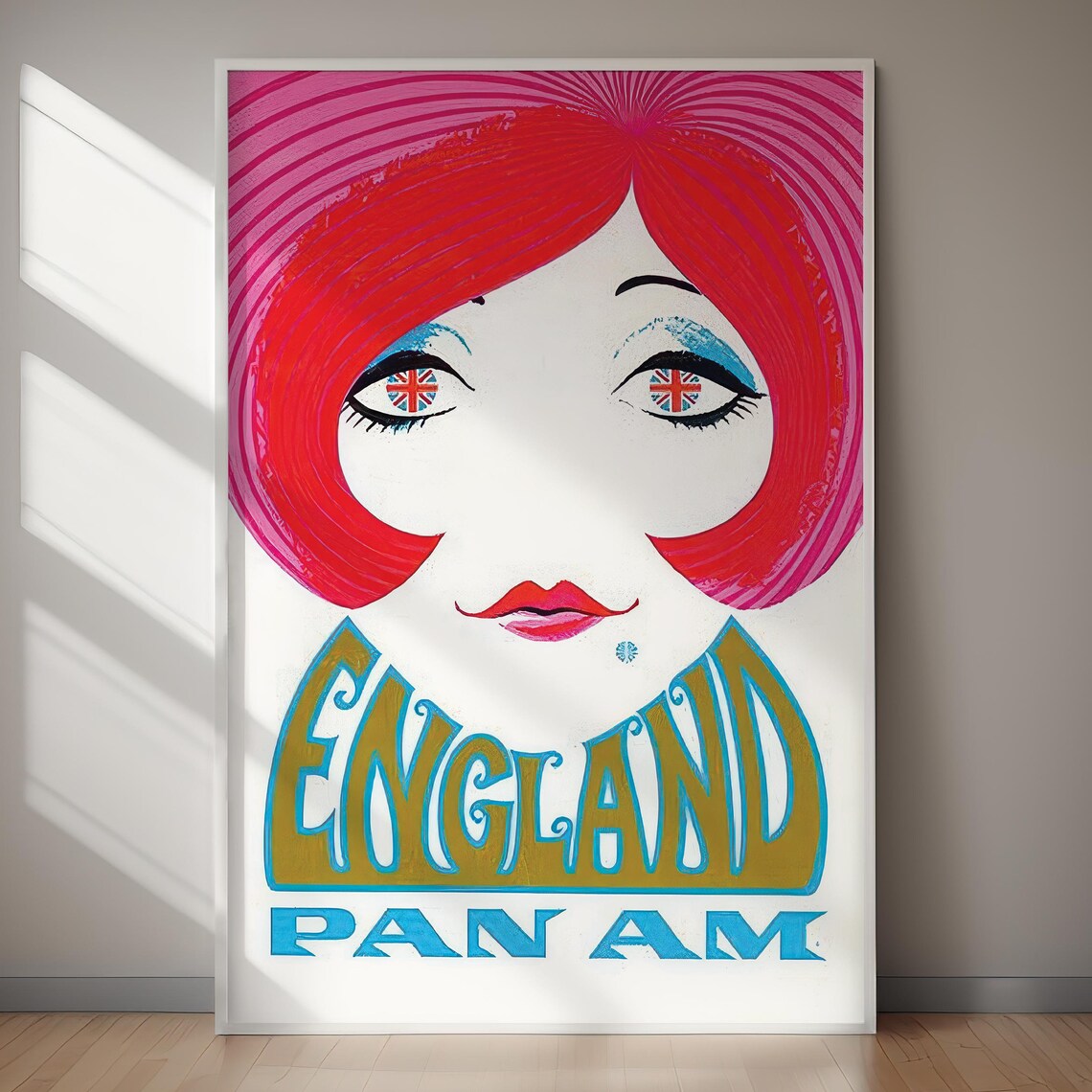 England Pan Am Retro Poster, Classic Travel Art Print