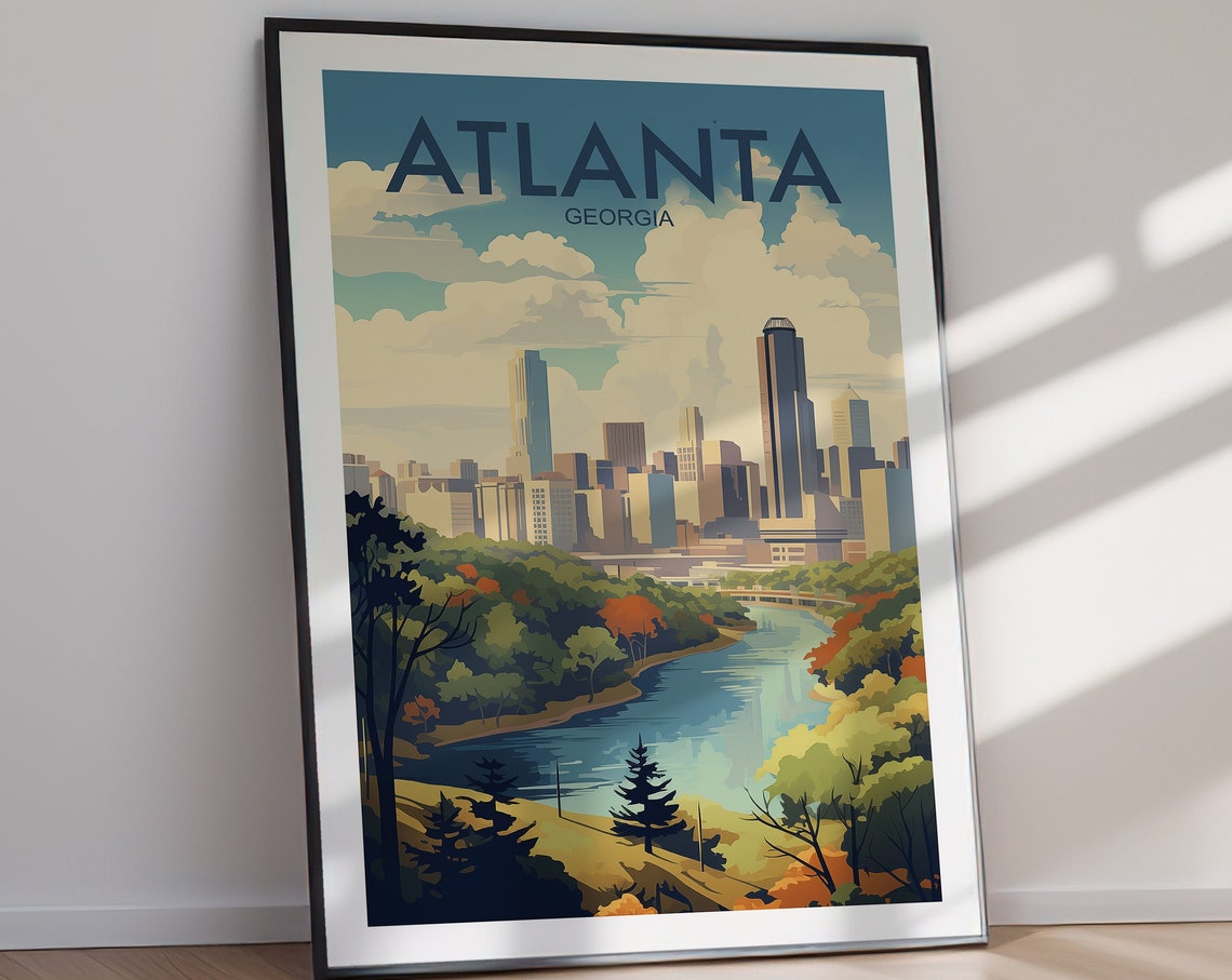Atlanta Poster Wanderlust Gift Holiday Travel Gift Gift For Her Gift For Him Holiday Gift - Image 2