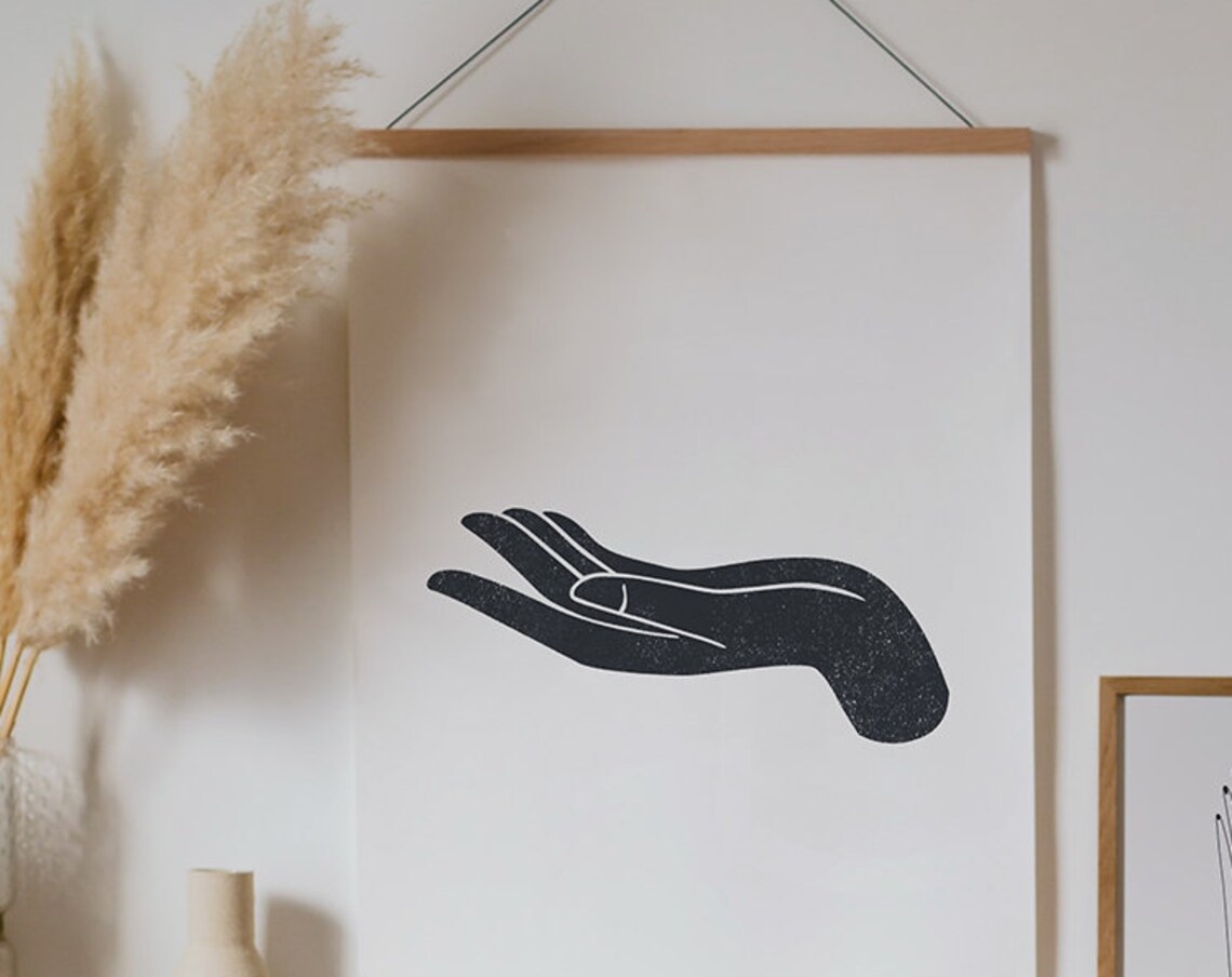 Hand Wood Block Illustration, Black and White Art Print
