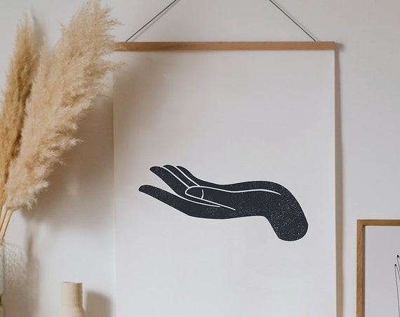 Hand Wood Block Illustration, Black and White Art Print