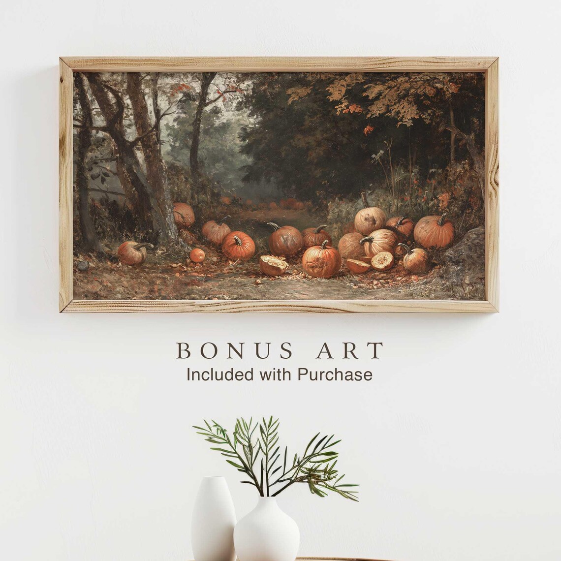 Country Farmhouse Pumpkin Harvest Autumn Landscape Art Poster - Image 2