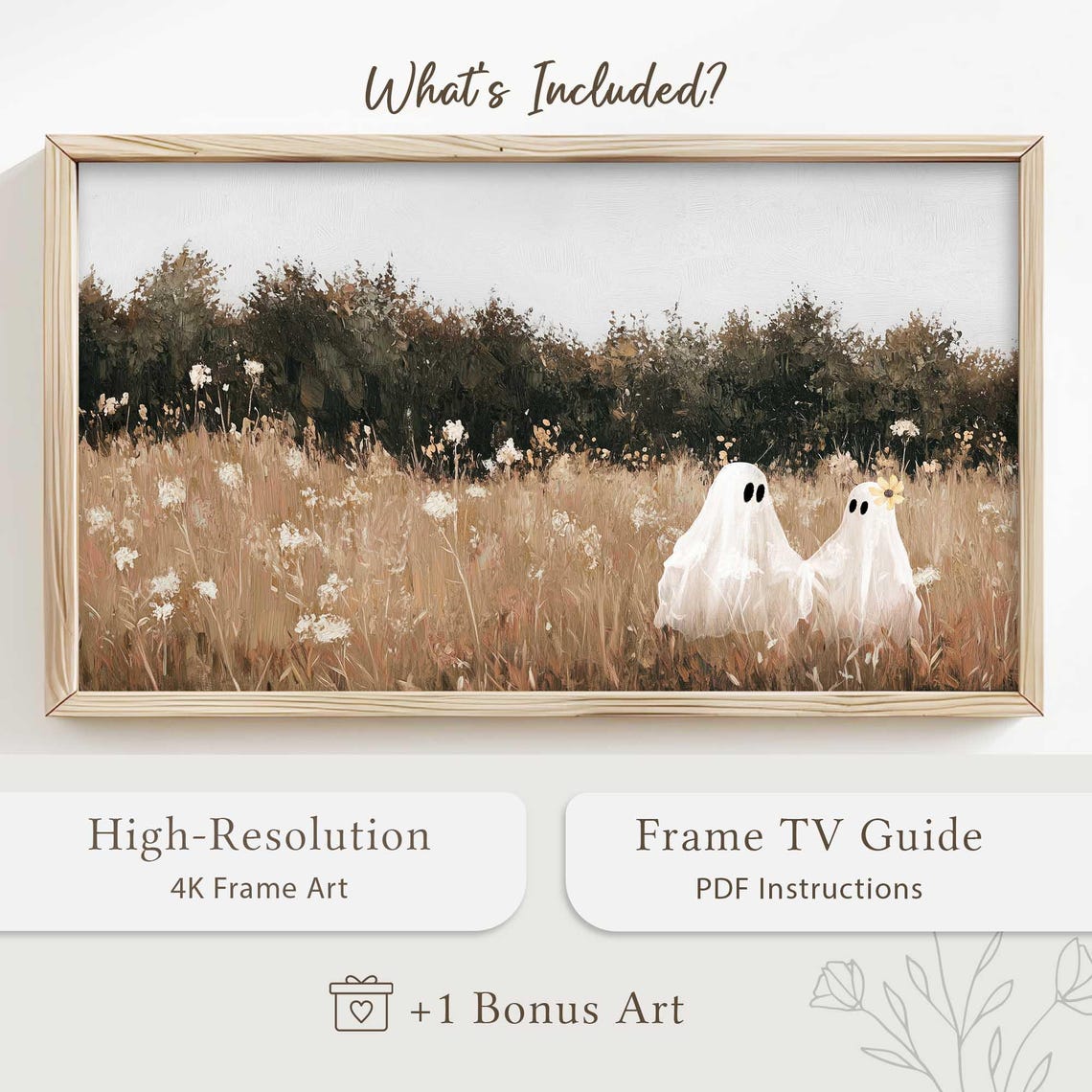Ghost Couple Standing in Tall Grass Field Moody Autumn Poster - Image 5