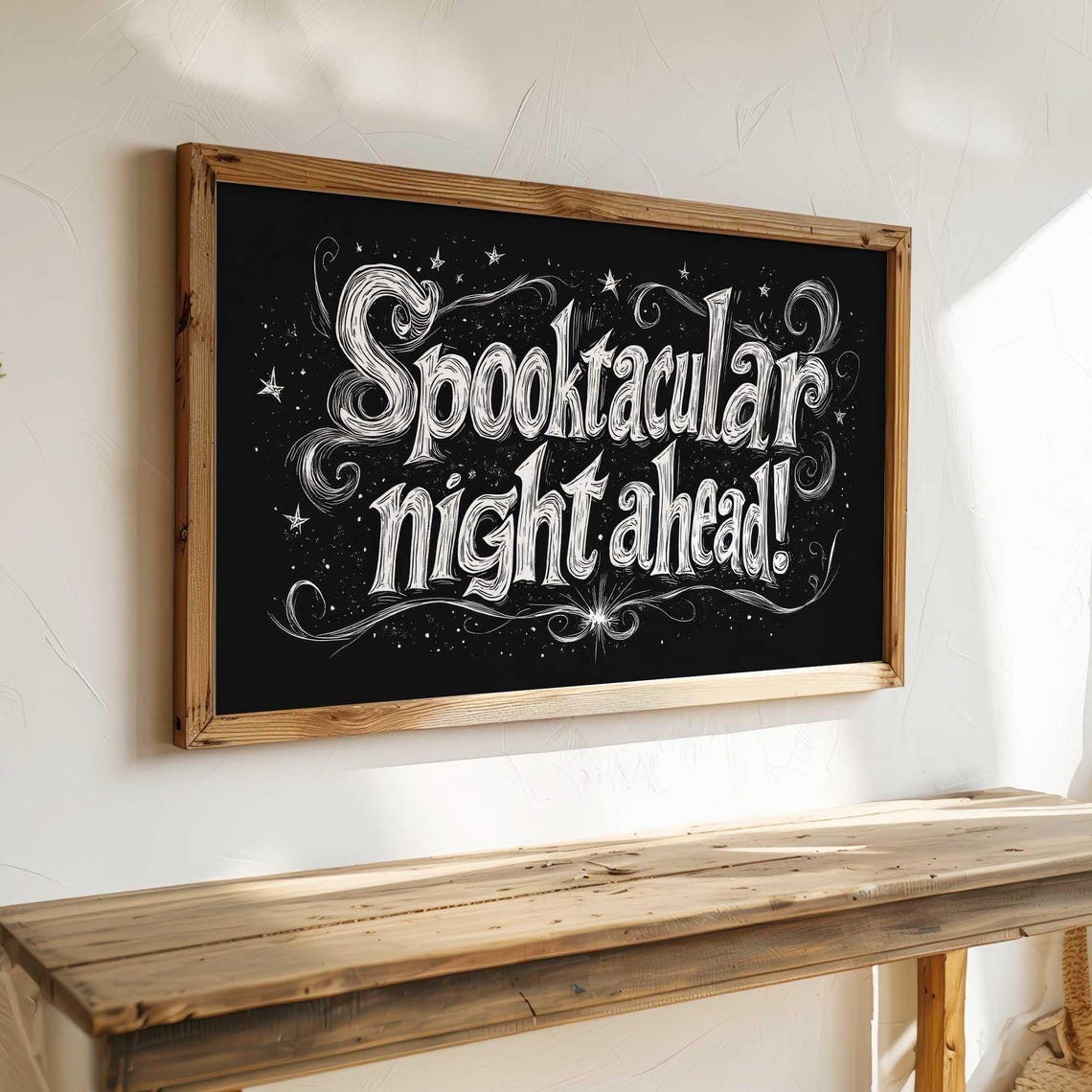 Spooktacular Night Ahead Chalkboard Halloween Typography Art Poster - Image 3