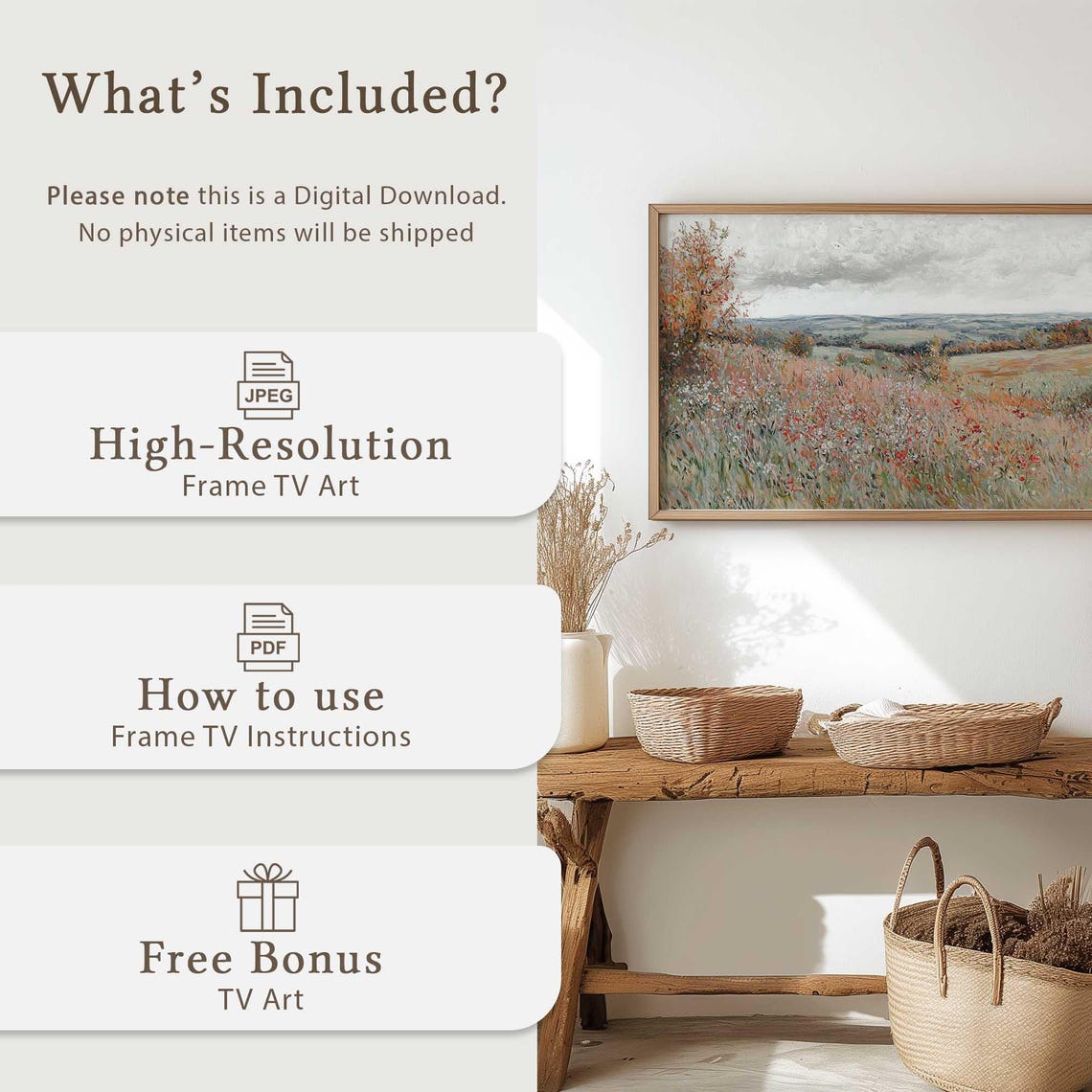 Countryside Field Frame Tv Art Wildflower Meadow Tv Art Rustic Landscape Tv Art Country Scene Tv Art Vintage Farmhouse Nature Decor - Image 5