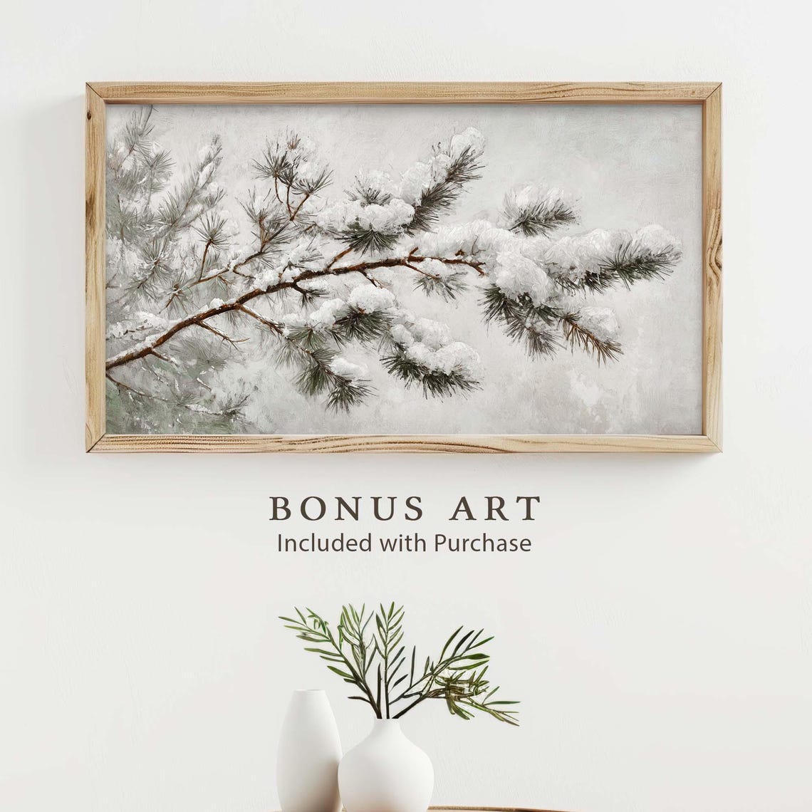 Santa Pulling Tree Sled through Bare Winter Forest Sketch Poster - Image 2