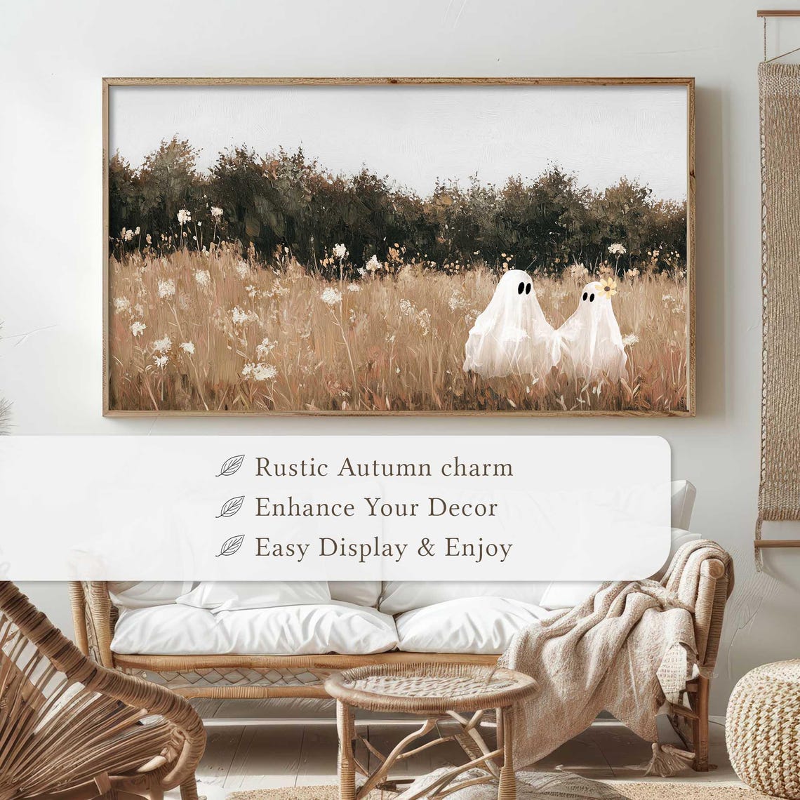 Ghost Couple Standing in Tall Grass Field Moody Autumn Poster - Image 4