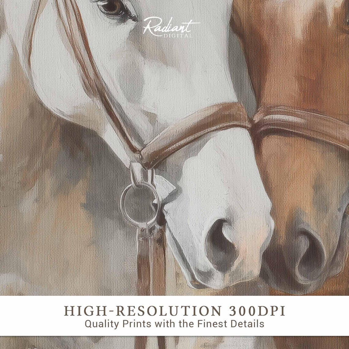 Horse Wall Art Print Horse Lovers Decor Rustic Farmhouse Art Horse Duo Painting Equestrian Wall Decor Western Horse Print Animal Art - Image 3