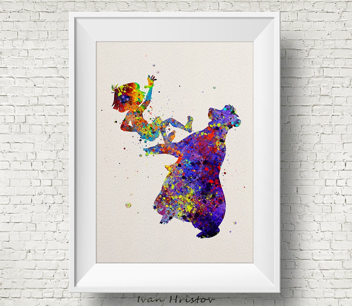 Mowgli And Baloo 1 Inspired The Jungle Book Watercolor Print Kids Room Decor Poster Print Wall Art Home Decor