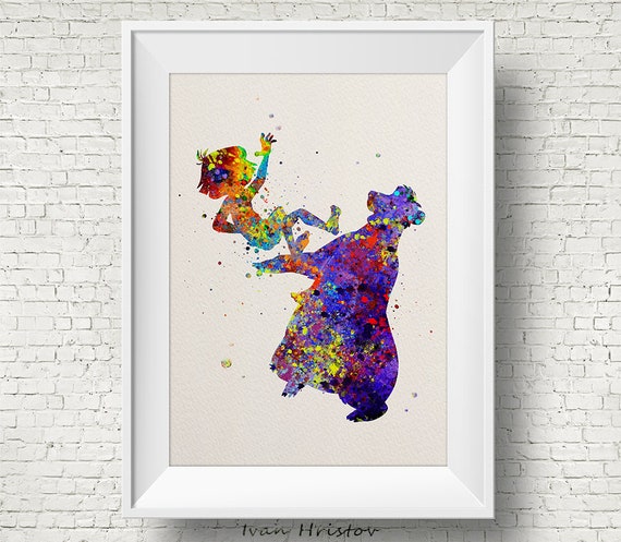 Mowgli And Baloo 1 Inspired The Jungle Book Watercolor Print Kids Room Decor Poster Print Wall Art Home Decor