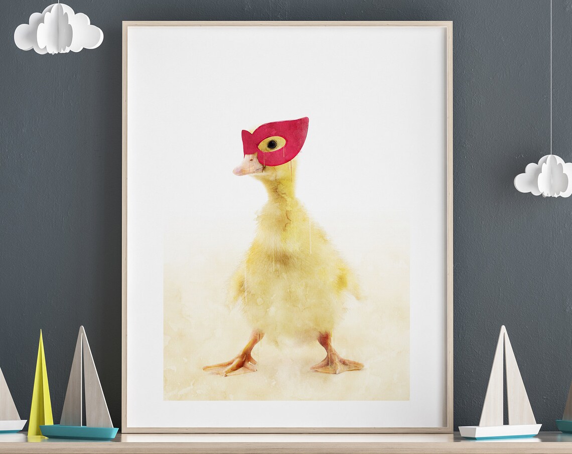 Cute Duckling Nursery Art Print, Farmyard Decor